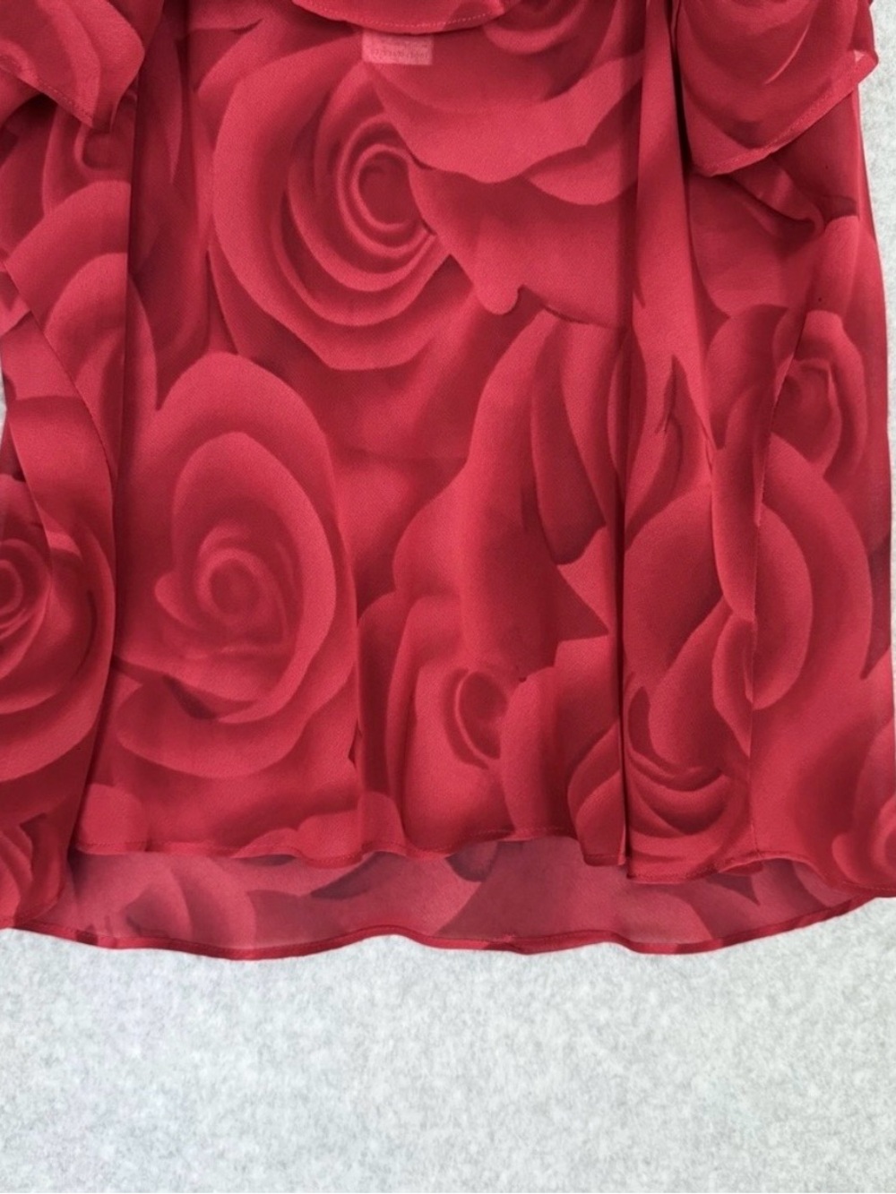 Natori Saks Fifth Avenue Red Sheer Camisole Size Large Rose Print Cami Valentine - Picture 11 of 12